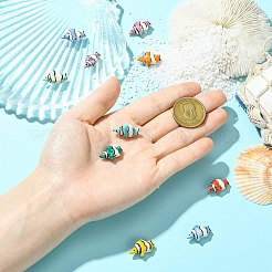 10 個 10 色の手作り磁器ビーズ  手描きの陶器ビーズ  魚  ミックスカラー  21~21.5x12.5~13x7.5~8mm  穴：1.8mm  1pc /カラー&nbsp;PORC-CJ0001-30