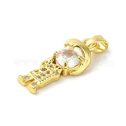 Rack Plating Brass Micro Pave CLear Cubic Zirconia Pendants&nbsp;KK-C053-07A-G