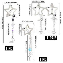 4Pcs 4 Styles Star Alloy Snap Hair Clips&nbsp;PHAR-CY0001-06