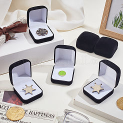ベルベットのブローチ付きプラスチックカバーの梱包箱  正方形  ホワイト  5.8x5.35x3.55cm&nbsp;VBOX-WH0012-04B
