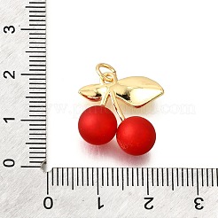 スプレープリント真鍮製ペンダント  チェリー  18KGP本金メッキ  19x17.5x8mm  穴：3.4mm&nbsp;KK-G529-08G
