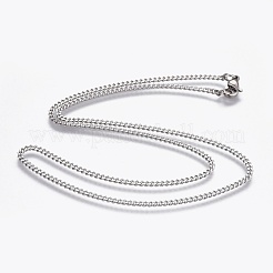 変色しない304ステンレススチールカーブチェーンネックレス  カニカン付き  ステンレス鋼色  18.1インチ（46cm）  2mm&nbsp;NJEW-L167-17-P