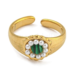 Round Synthetic Malachite Finger Rings&nbsp;RJEW-U015-03G