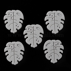 食品グレードの環境に優しいシリコーンビーズ  モンステラ葉  濃いグレー  34.5x29.5x8mm  穴：3mm&nbsp;SIL-WH0008-28A