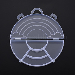 ポリプロピレン（pp）ビーズ収納容器  半円  透明  90x145x22mm  穴：10x21mm&nbsp;CON-N011-015
