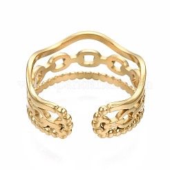 304 Stainless Steel Cable Chain Open Cuff Ring&nbsp;RJEW-T023-40G