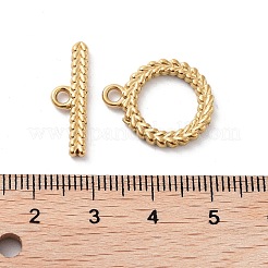 イオンプレーティング(IP) 304 ステンレススチール リング トグル クラスプ  18KGP本金メッキ  19x16x2mm  穴：2mm  バー：6.5x21x2mm  穴：2mm&nbsp;STAS-A092-09A-G
