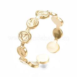 304 Stainless Steel Flat Round Open Cuff Ring&nbsp;RJEW-T023-65G