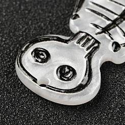 樹脂チャーム  ハロウィンモチーフ  DIYのイヤリングと頭飾り  スカルマン  ホワイト  51.5x19x2.5mm  穴：1.5mm&nbsp;X-RESI-A013-04