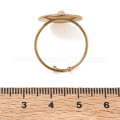 304ステンレススチール製、プラスチックパール付き女性用指輪  フラットラウンド  18KGP本金メッキ  usサイズ8 1/2(18.5mm)&nbsp;SA-CBAA981-01G-02