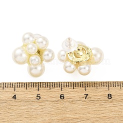バレンタインデー用樹脂製イミテーションパールスタッドピアス  花  925つのスターリングシルバーピン付き  ゴールドカラー  乳白色  20x18mm&nbsp;EJEW-T055-08