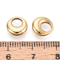 304ステンレススチールチャーム  フラットラウンド  14KGP本金メッキ  9x3mm  穴：4mm&nbsp;STAS-T069-89G