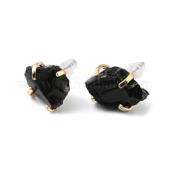 Raw Rough Natural Obsidian Stud Earrings&nbsp;EJEW-R148-01LG-03