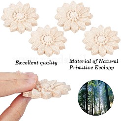 木彫りアンレーアップリケクラフト  未塗装アンレー家具家の装飾  花  48~50x7.5mm&nbsp;LS-WOOD-WH0034-11B