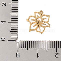 304ステンレスペンダント  レーザー切断  中空の誕生花チャーム  18KGP本金メッキ  3月の水仙  12.5x13.5x1mm  穴：1.2mm&nbsp;STAS-S139-06G-10