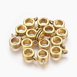 合金チューブベイル  ループベイル  保釈ビーズ  鉛フリー＆カドミウムフリー  アンティーク黄金  13x8x5mm  穴：2mm&nbsp;LS-PALLOY-E0037-AG-LF