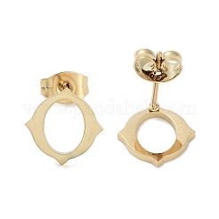 PVD真空メッキ304ステンレススチールスタッドピアス（女性用）  中空オーバル  ゴールドカラー  10.5x10.5mm&nbsp;EJEW-A048-33G