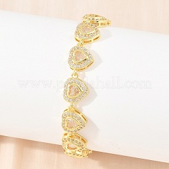 Brass Pave Cubic Zirconia Heart Tennis Bracelets for Women&nbsp;KK-CBA68DA-09G-01