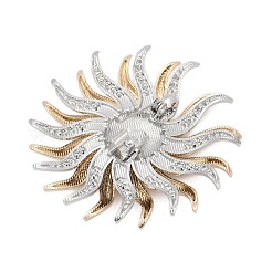 Sunflower Alloy Rhinestone Brooches for Backpack ClothesDouble &nbsp;PALLOY-D361-12GP