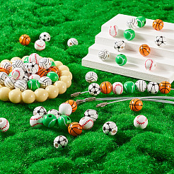 DIY Sports Ball Wood & 304 Stainless Steel  Keychain Making Kits&nbsp;DIY-TA0010-99