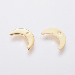 304ステンレススチールチャーム  ムーン  ゴールドカラー  7x11x1mm  穴：1mm&nbsp;X-STAS-L234-073G