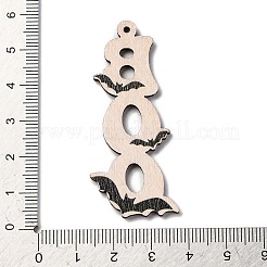 片面プリントの木製ペンダント  ハロウィーンのチャーム  言葉  54.5x23.5x2.5mm  穴：1.6mm&nbsp;WOOD-B009-01D