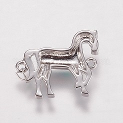 真鍮製リンクコネクター  カドミウムフリー＆鉛フリー  合成オパールと  馬  プラチナ  ミックスカラー  13.5x16.5x3mm  穴：1mm&nbsp;KK-E735-17P