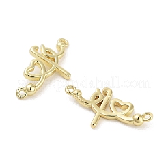 Rack Plating Brass Heart Connector Charms&nbsp;KK-Z064-30G