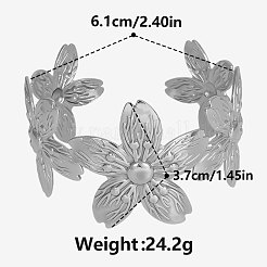 European and American Style Flower 304 Stainless Steel  Cuff Bangles for Women&nbsp;RD8842-1