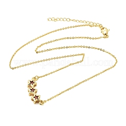 Brass Glass Triple Star Pendant Necklaces&nbsp;KK-CBAB173-03G-11