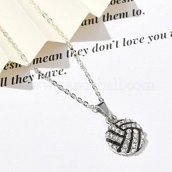 Zinc Alloy Crystal Rhinestone Sport Ball Pendant Cable Chain Necklaces&nbsp;LS-NJEW-U024-01P-04