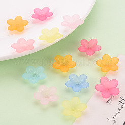 つや消しアクリルビーズキャップ  5花びら  花  ミックスカラー  19.5x20x5.5mm  穴：1.6mm  約740個/500g&nbsp;X-MACR-S371-08A