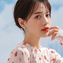 サイアム ラインストーン ハート ウィズ アロー ダングル スタッド イヤリング  女性のための真鍮タッセル ドロップ イヤリング  プラチナ  36x18.8mm  ピン：0.8mm&nbsp;JE1030A