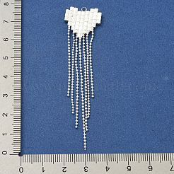 真鍮製ラインストーンペンダント  カドミウムフリー＆鉛フリー  ハートタッセル  透明  78x18.5x2mm  穴：1.6mm&nbsp;KK-I715-15S-02