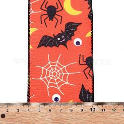 5ヤードのハロウィーンプリントポリエステルワイヤーリボン  衣類用アクセサリー  ギフトデコレーション  バット  2-1/2インチ（63mm）  約5.00ヤード（4.57m）/ロール&nbsp;OCOR-K009-02A