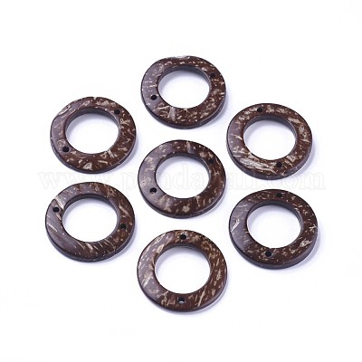 ココナッツコネクターパーツ  リング  コーヒー  30x4mm  穴：2mm&nbsp;COCO-I002-017-1
