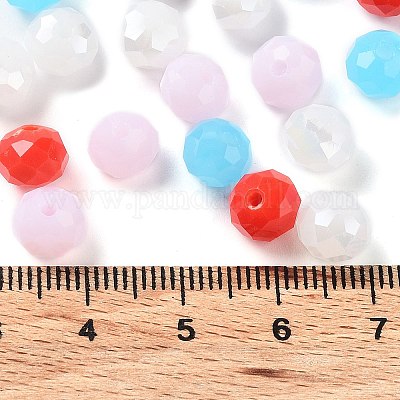 ガラスビーズ  多面カット  ロンデル  レッドオレンジ  8x6mm  穴：1mm  約1210個/500g&nbsp;EGLA-A034-LM8mm-41-1