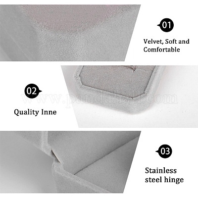 Square Velvet Ring Boxes&nbsp;VBOX-WH0002-01B-1