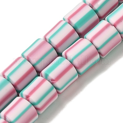 ポリマークレイビーズ連売り  コラム  ターコイズ  6~6.5x6~6.5mm  穴：1.2mm  約61~64個/連  15.55~15.94''（39.5~40.5センチメートル）&nbsp;CLAY-H006-01D-1