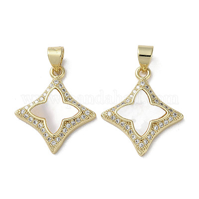 Brass Micro Pave Cubic Zirconia Pendants&nbsp;KK-G485-05G-1