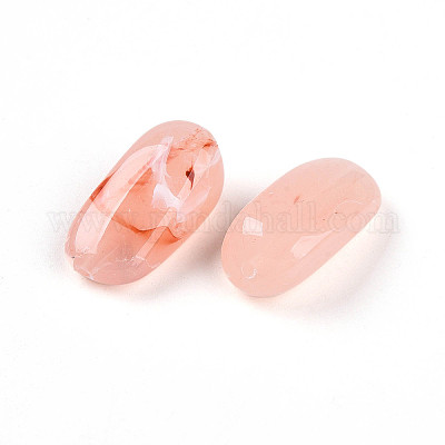 透明なアクリルビーズ  長方形  ツートン  ライトサーモン  23~23.5x11x9.2mm  穴：1.6mm  約287個/500g&nbsp;TACR-T028-36B-1