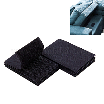 長方形ポリエステルブランクフック＆ループテープ6個  ブラック  80x50x4mm&nbsp;DIY-FH0008-04A-1