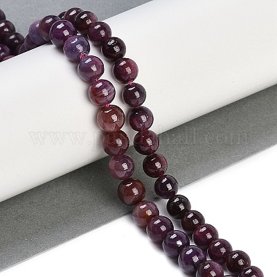 Natural Gemstone Ruby Round Beads Strands&nbsp;G-O017-7mm-06-1
