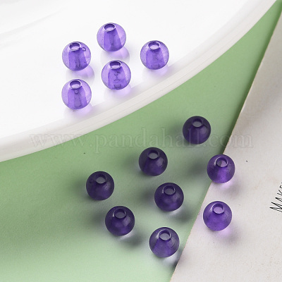 透明なアクリルビーズ  ラウンド  青紫色  6x5mm  穴：1.8mm  約4400個/500g&nbsp;MACR-S370-A6mm-748-1