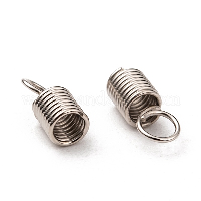鉄コードの端  プラチナカラー  約4.5 mm幅  長さ10mm  3.2mm内径  穴：3.5mm&nbsp;E448-1