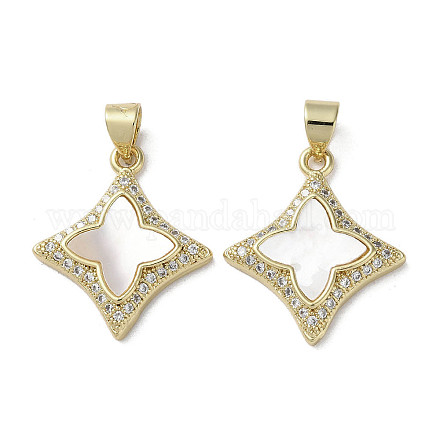 Brass Micro Pave Cubic Zirconia Pendants KK-G485-05G-1