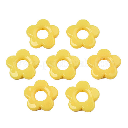 不透明なアクリルビーズフレーム  花  きいろ  19x20x3.5mm  穴：1.6mm  内径：6.5mm  約632個/500g&nbsp;SACR-TAC0004-01A-1