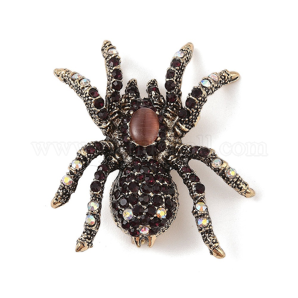 Wholesale Holloween Spider Alloy Rhinestone Brooches - Pandahall.com