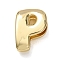 Brass Beads, Long-Lasting Plated, Rack Plating, Lead Free & Cadmium Free, Real 18K Gold Plated, Letter P, 21x15x7mm, Hole: 18x4mm