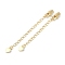 Brass Ends with Chains, Cadmium Free & Nickel Free & Lead Free, Heart, Real 18K Gold Plated, 70mm, Hole: 2.5mm